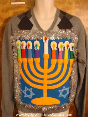 Argyle Tacky Hanukkah Sweater