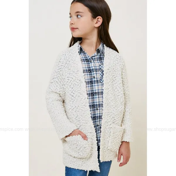 aurora cream popcorn cardigan