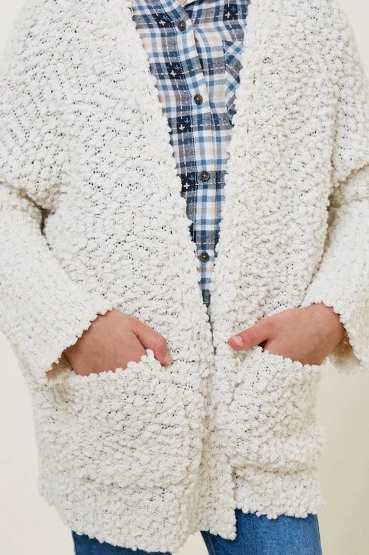 aurora cream popcorn cardigan