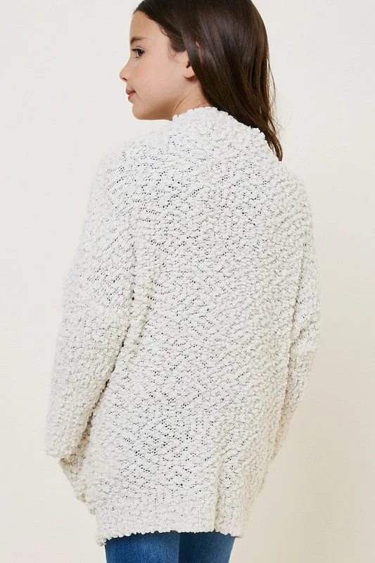 aurora cream popcorn cardigan