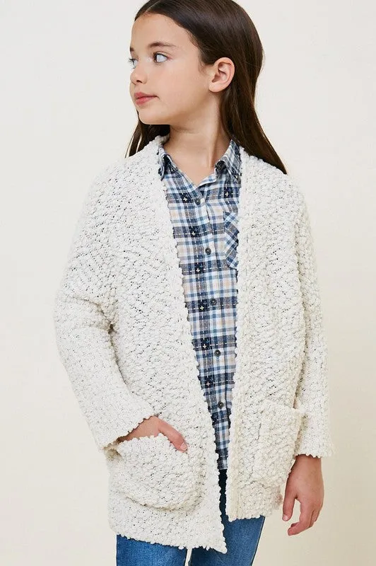 aurora cream popcorn cardigan