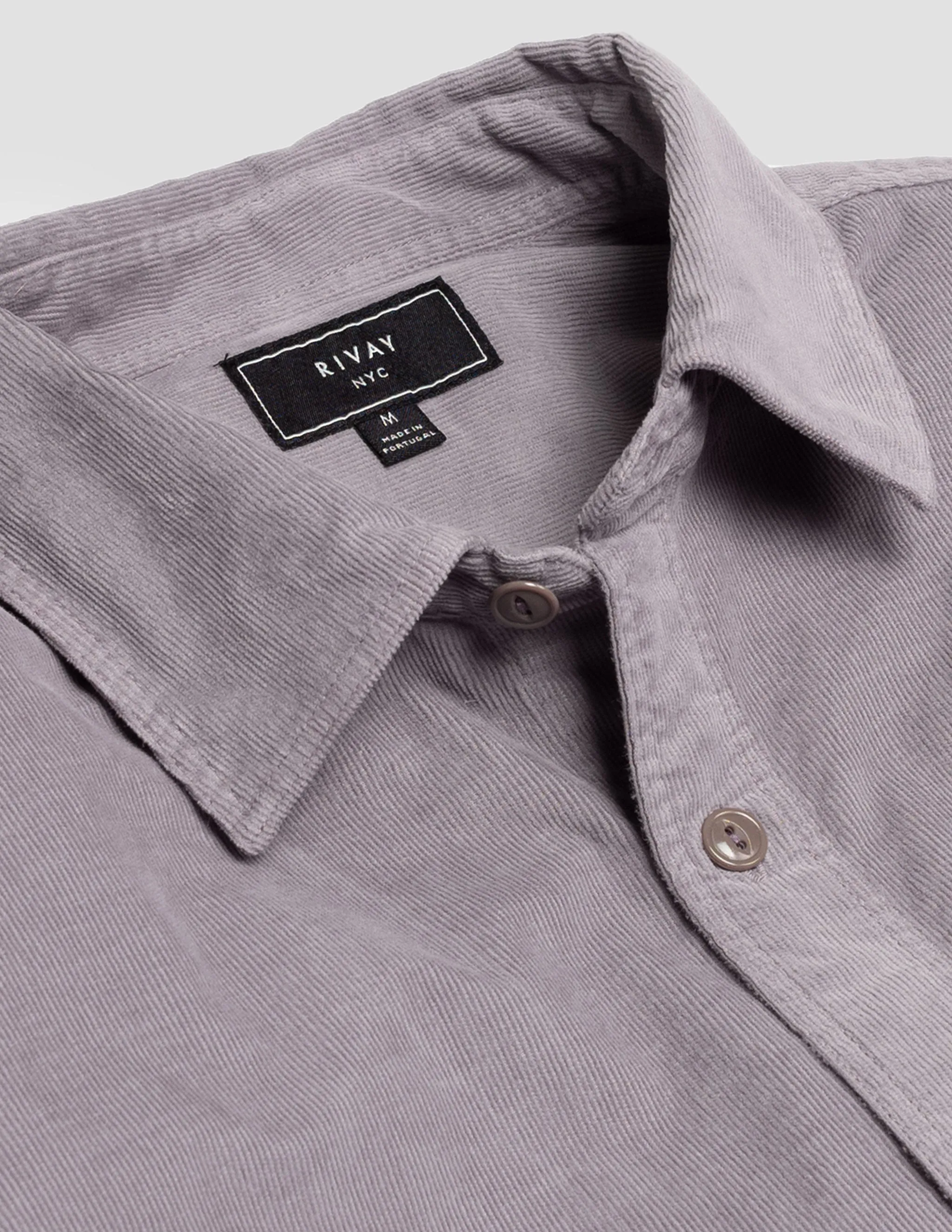 Barnes Garment Dyed Corduroy Workshirt in Greyed Violet