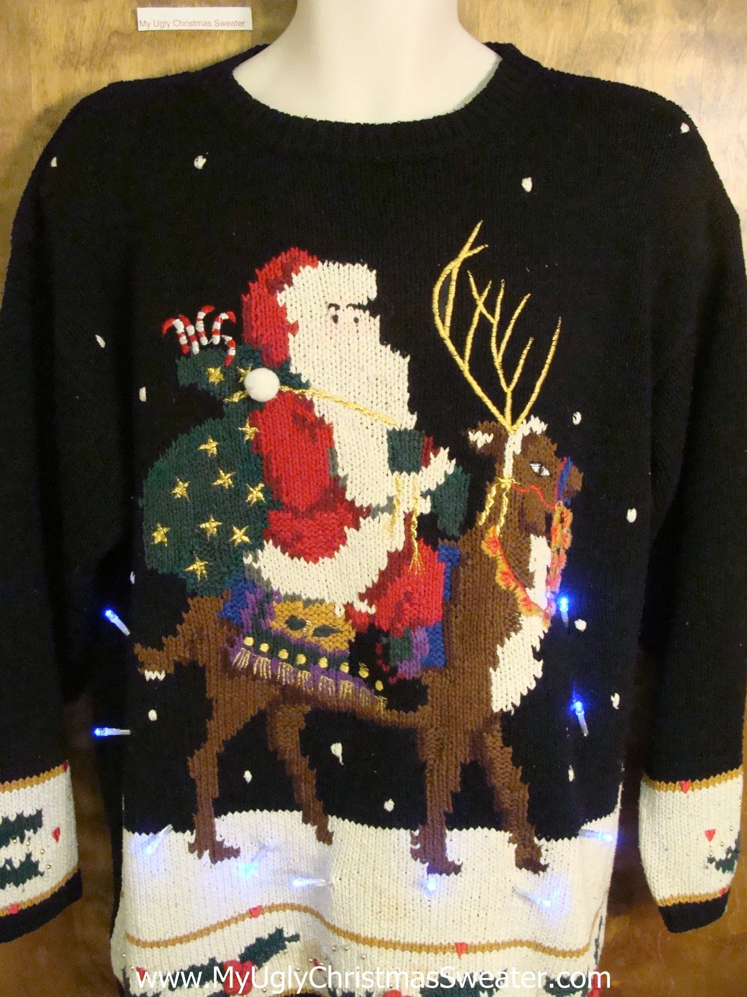 Best Fancy Santa and Reindeer Light Up Ugly Xmas Sweater