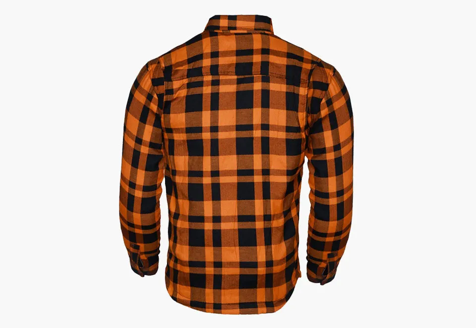 BGA Flow Protective Motorcycle Flannel Shirts Orange/Black