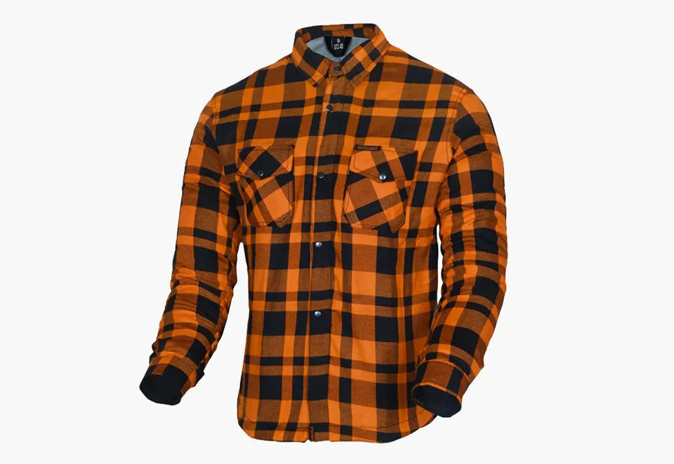 BGA Flow Protective Motorcycle Flannel Shirts Orange/Black