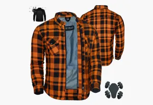 BGA Flow Protective Motorcycle Flannel Shirts Orange/Black