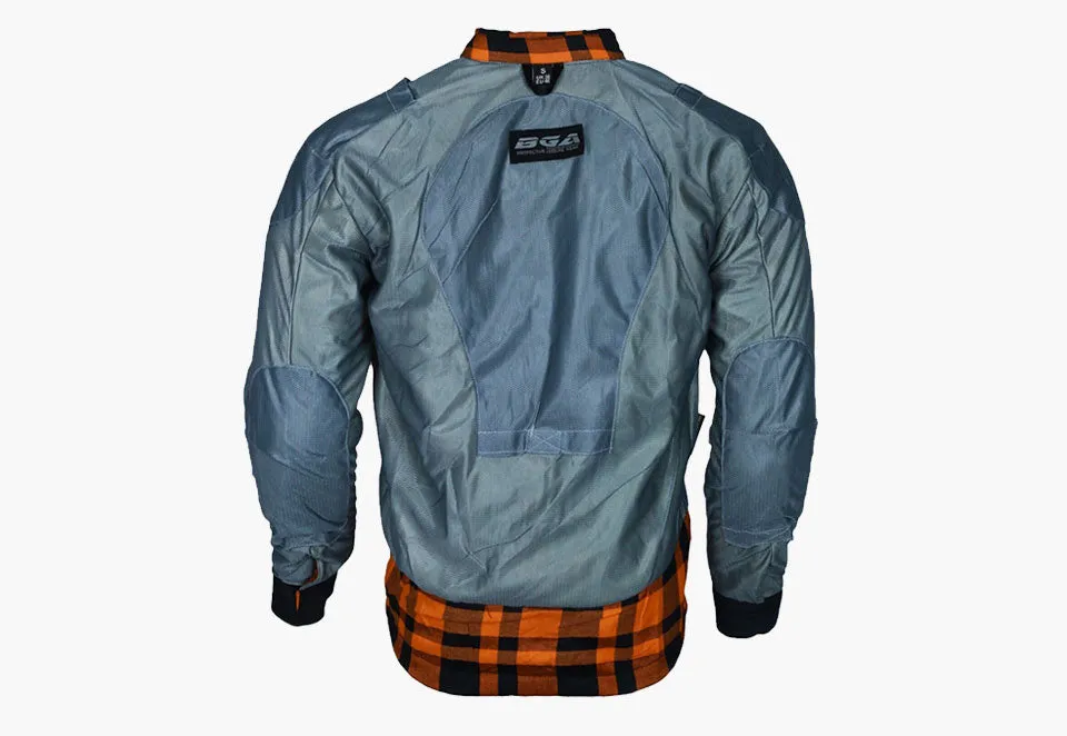 BGA Flow Protective Motorcycle Flannel Shirts Orange/Black