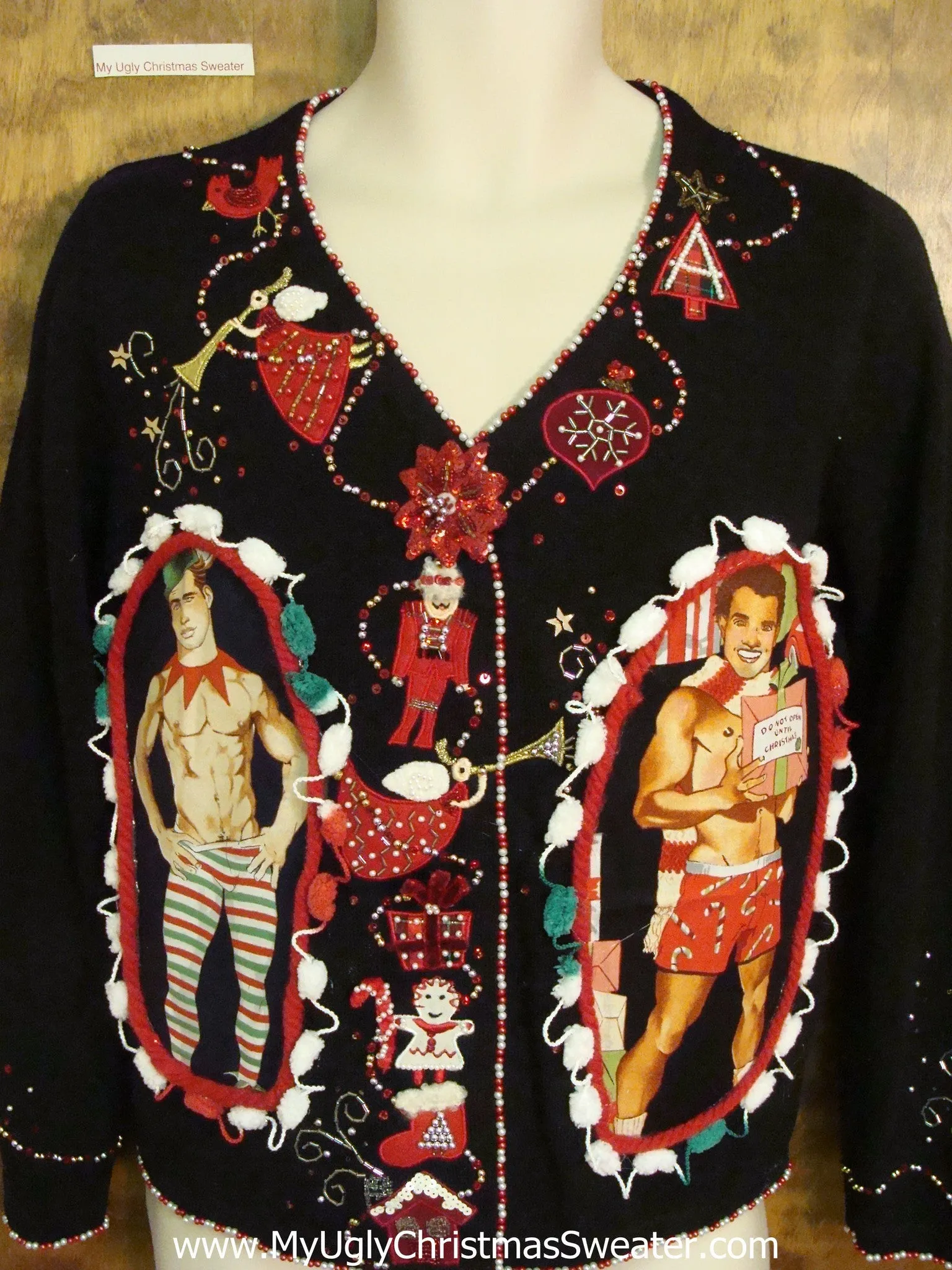 Black Festive Hottie Guy Ugly Christmas Sweater