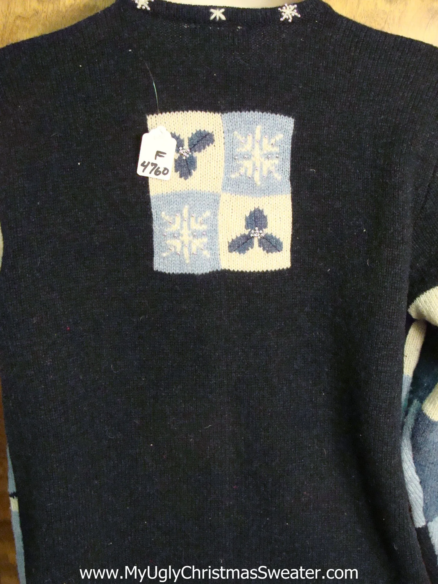 Blue Patchwork Ugly Christmas Sweater