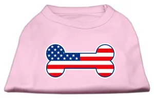 Bone Shaped American Flag Screen Print Shirts  Light Pink XL (16)