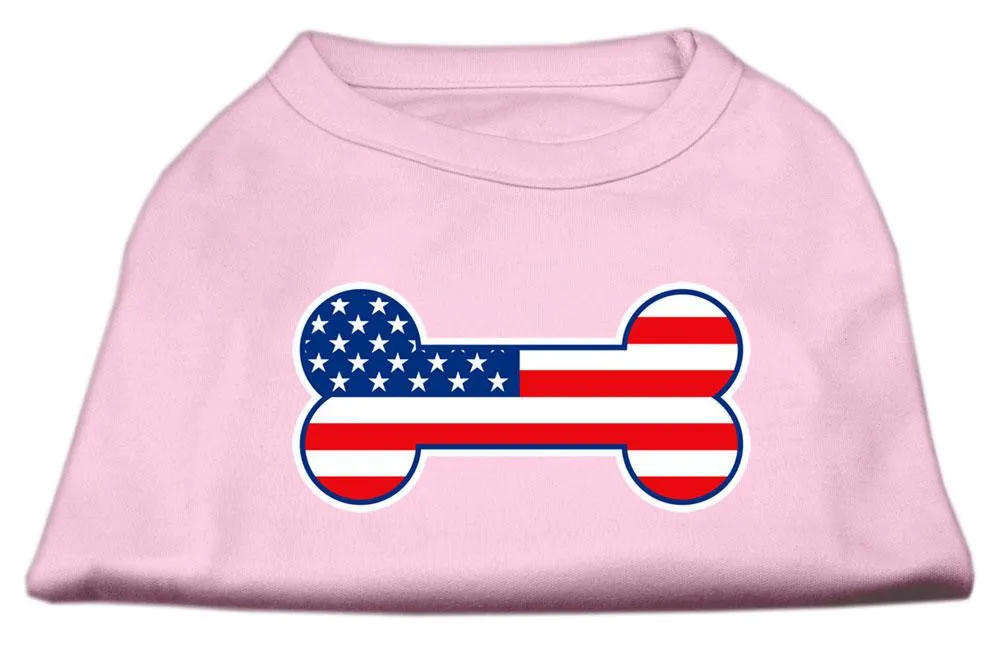 Bone Shaped American Flag Screen Print Shirts  Light Pink XL (16)