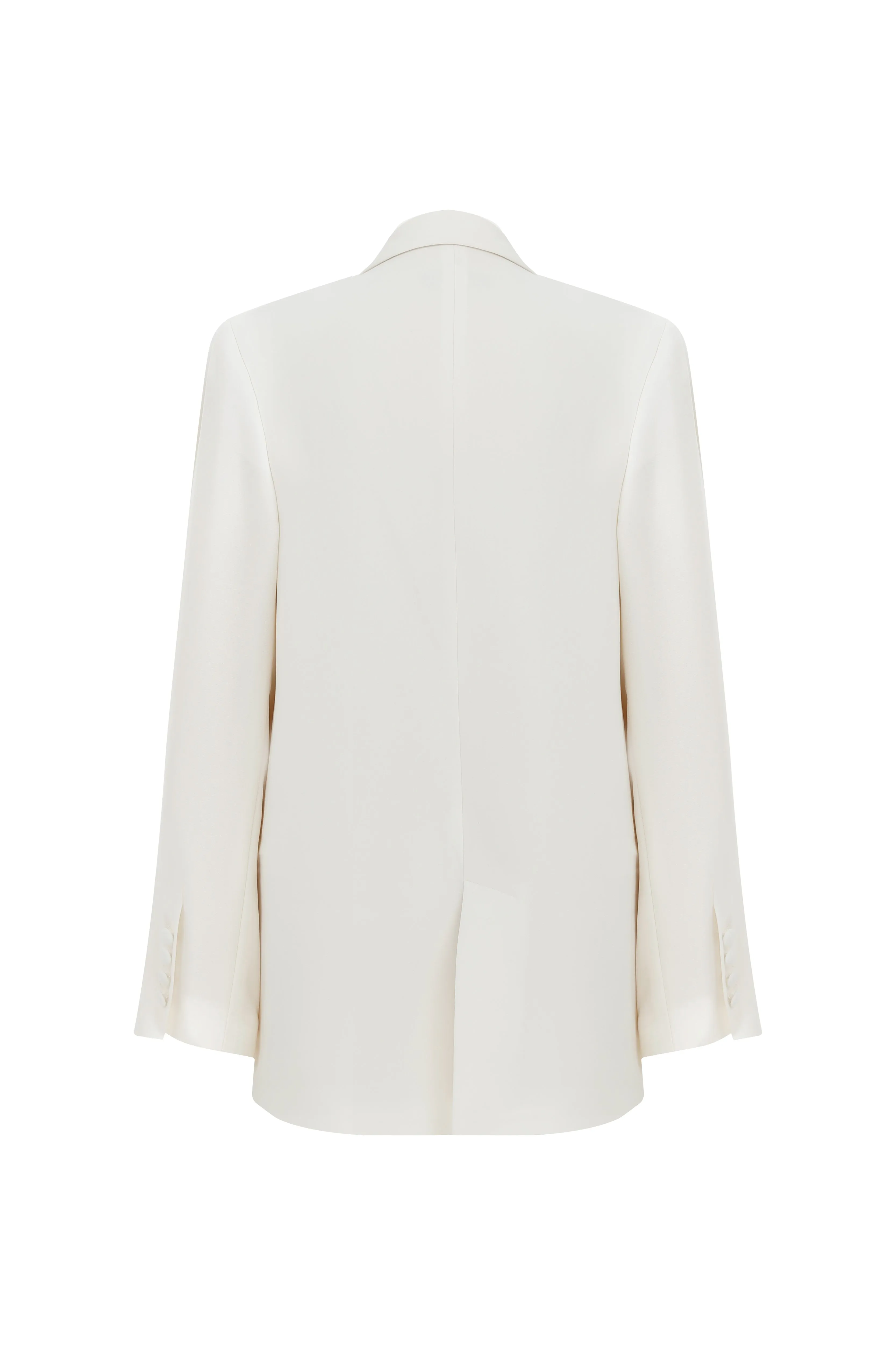 Boxy Oversize Crepe Blazer in Blanche