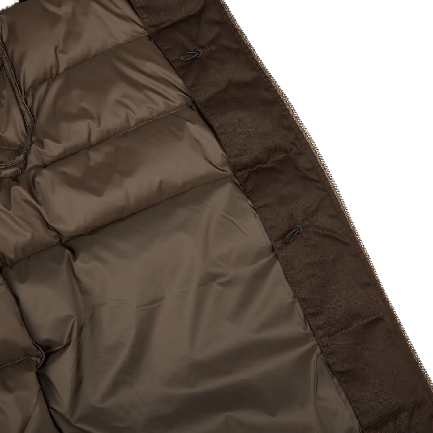 Brown Nylon Down Padded Liner Hood Jacket