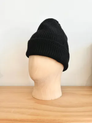 Cableami Black Alpaca Wool Beanie