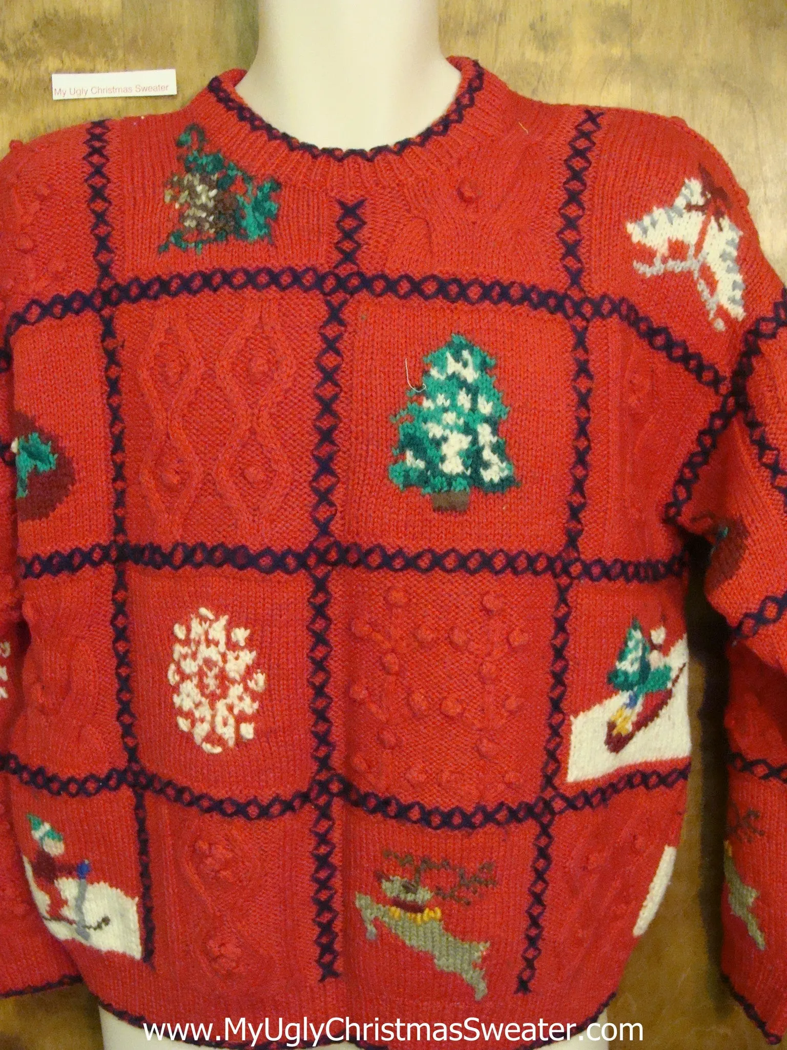 Corny Red Christmas Sweater 80s 2sided Classic