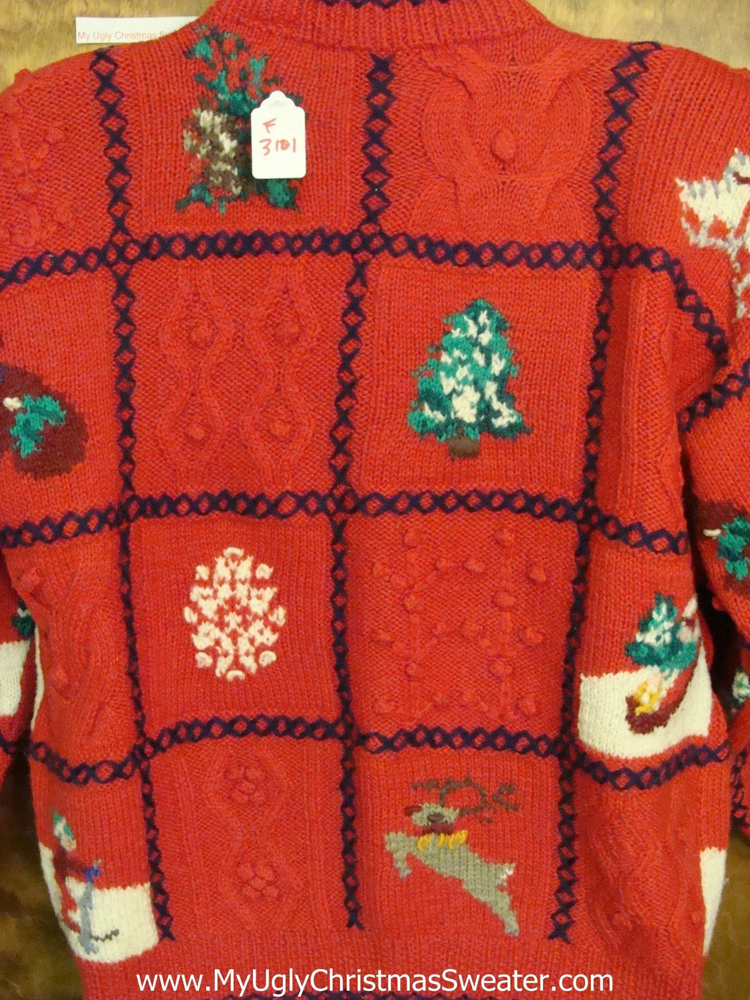 Corny Red Christmas Sweater 80s 2sided Classic