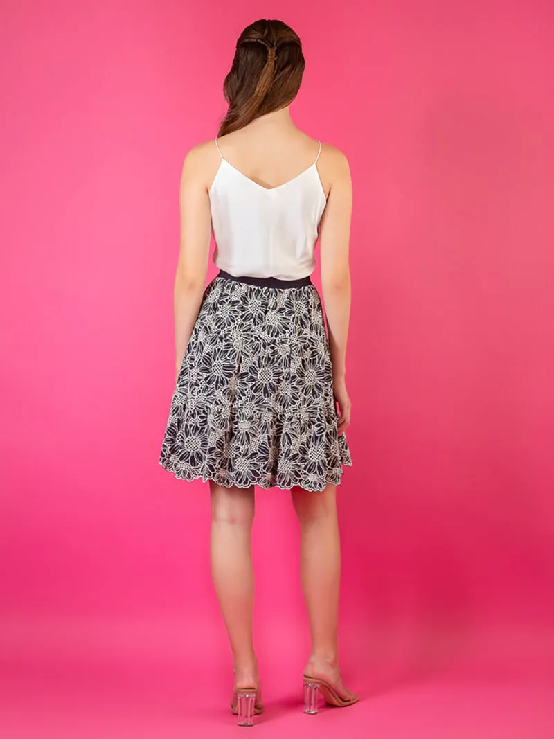 Cotton Eyelet Above The Knee Skirt