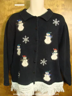 Cute Snowmen Black Christmas Sweater