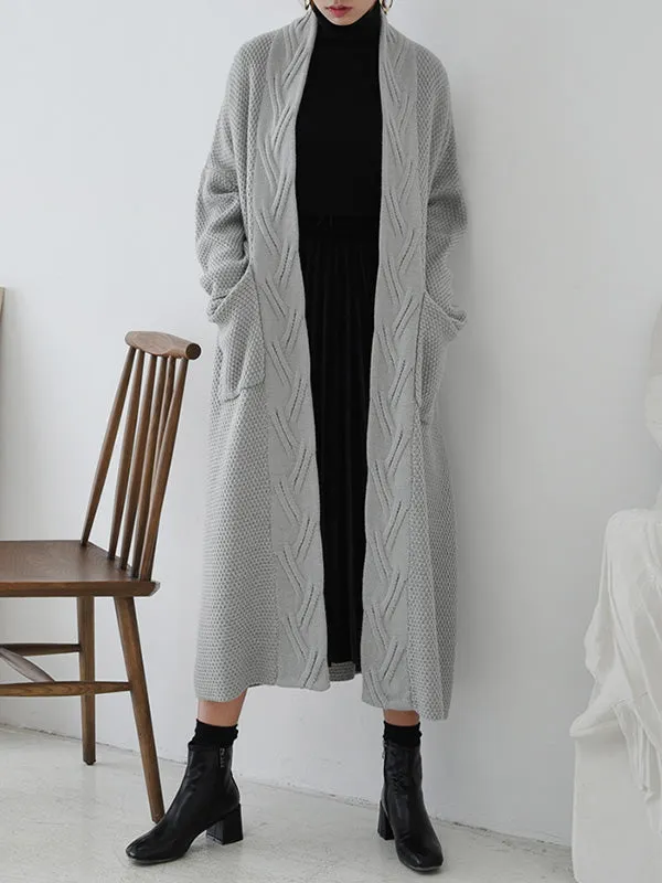 Diamond Long Cardigan Sweater with Pocket