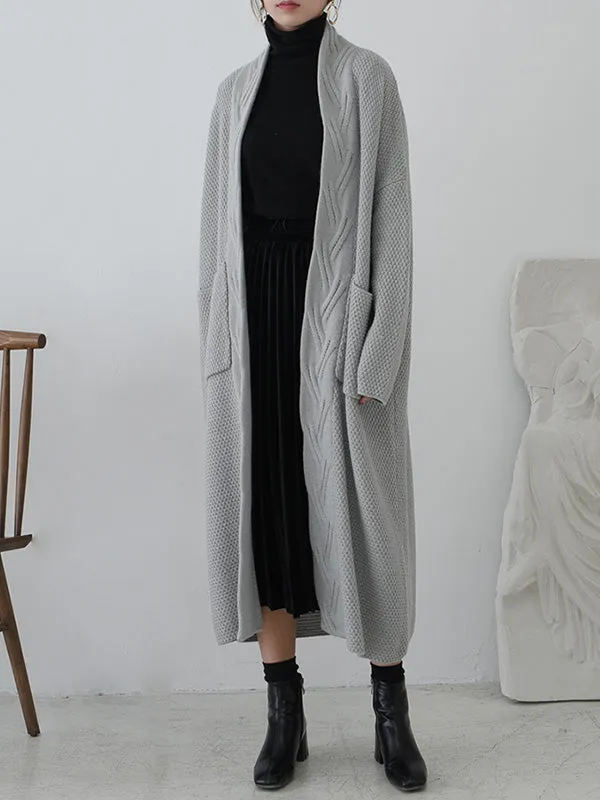 Diamond Long Cardigan Sweater with Pocket