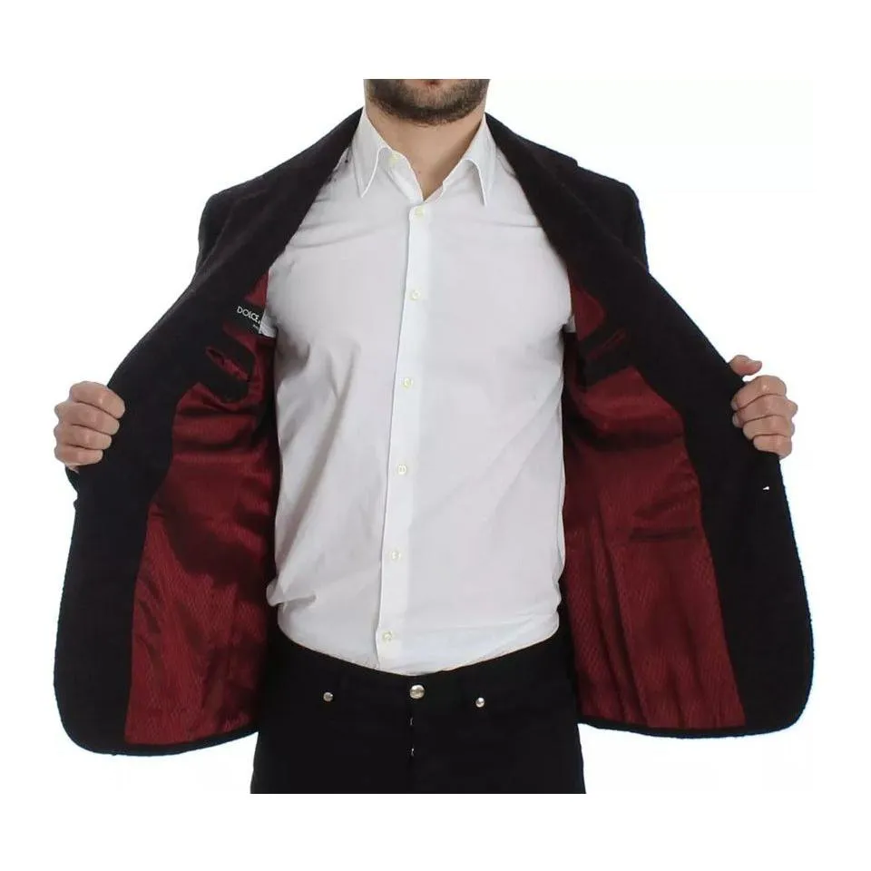 Dolce & Gabbana Bordeaux Alpaca Two Button Jacket Blazer