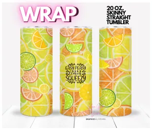 Easy Peasy Lemon - digital tumbler wrap for 20 oz skinny straight tumbler