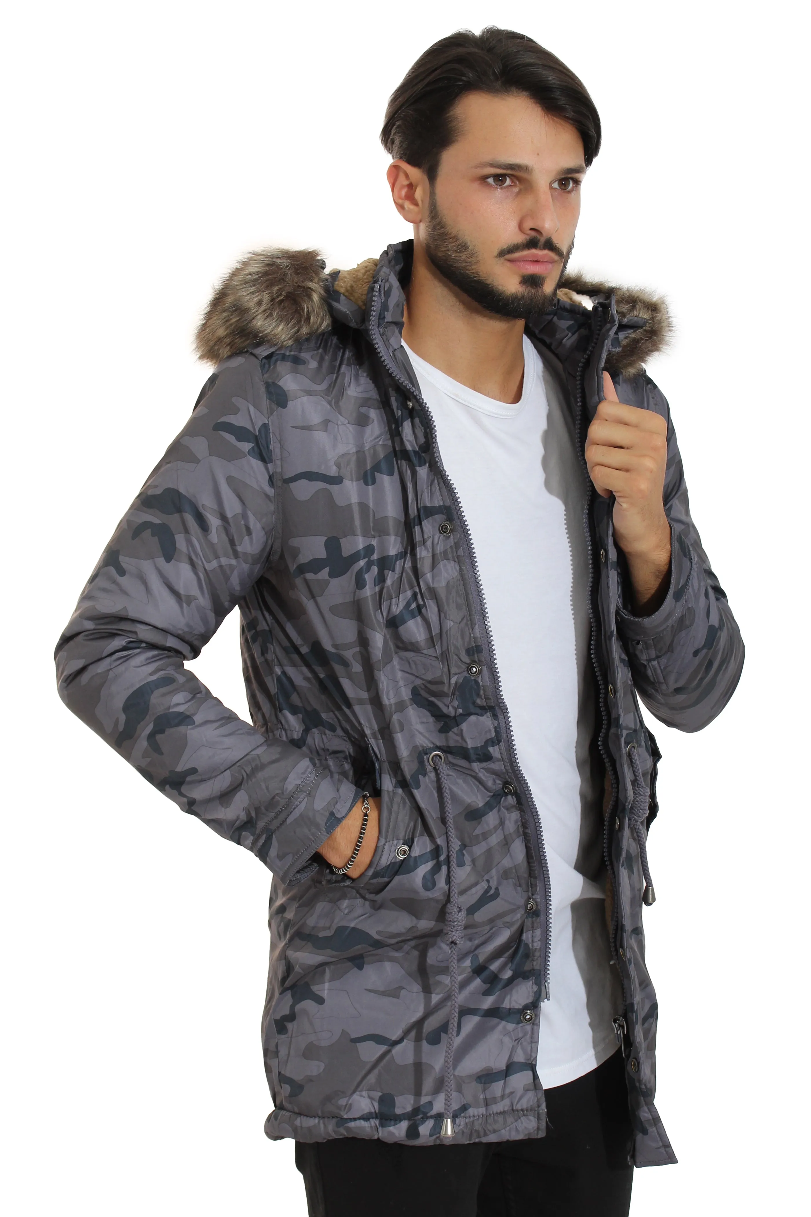 Giubbotto Uomo Parka Con Cappuccio Imbottitura Interna Art. Gb55