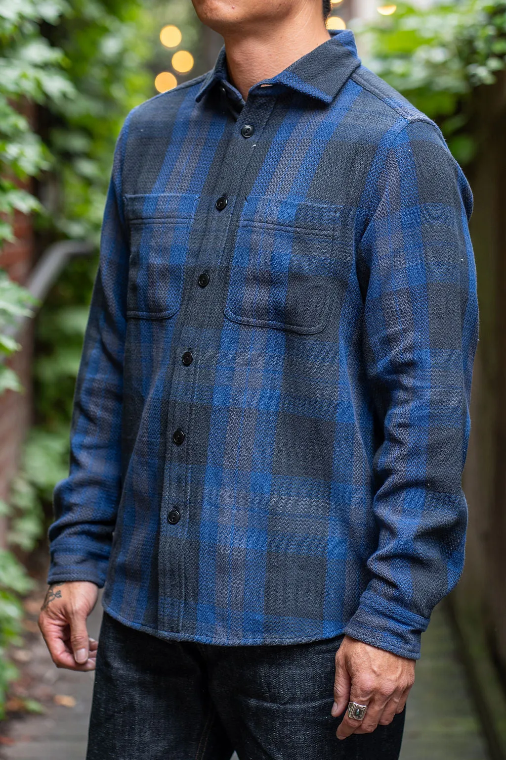 Indi   Ash Ames Workshirt - Indigo/Iron Handwoven Plaid