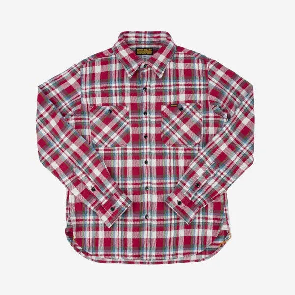 Iron Heart IHSH-371-RED Ultra Heavy Flannel Crazy Check Work Shirt