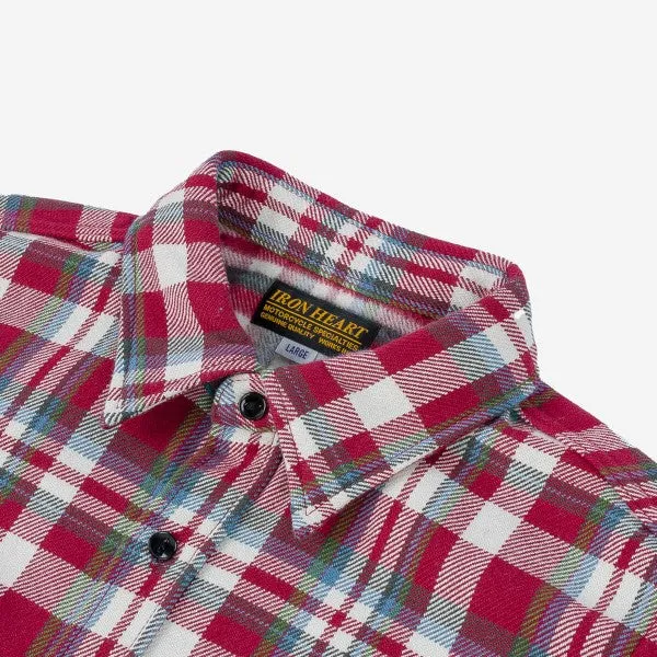 Iron Heart IHSH-371-RED Ultra Heavy Flannel Crazy Check Work Shirt