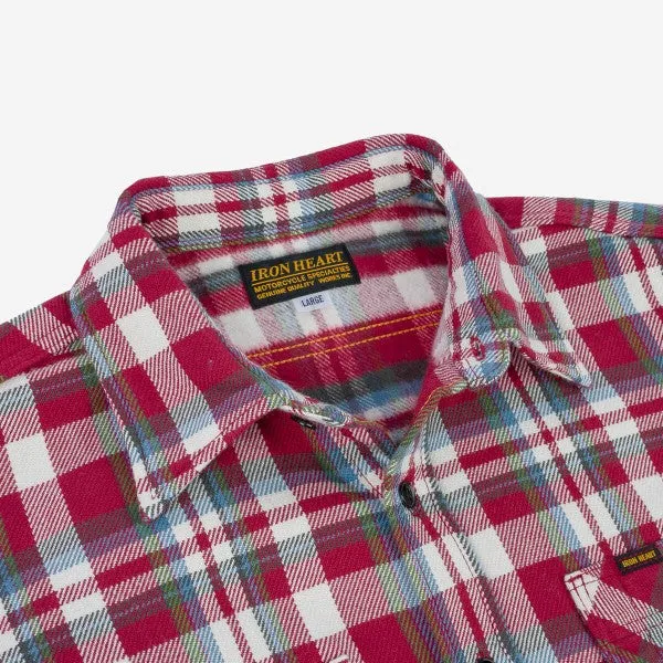 Iron Heart IHSH-371-RED Ultra Heavy Flannel Crazy Check Work Shirt