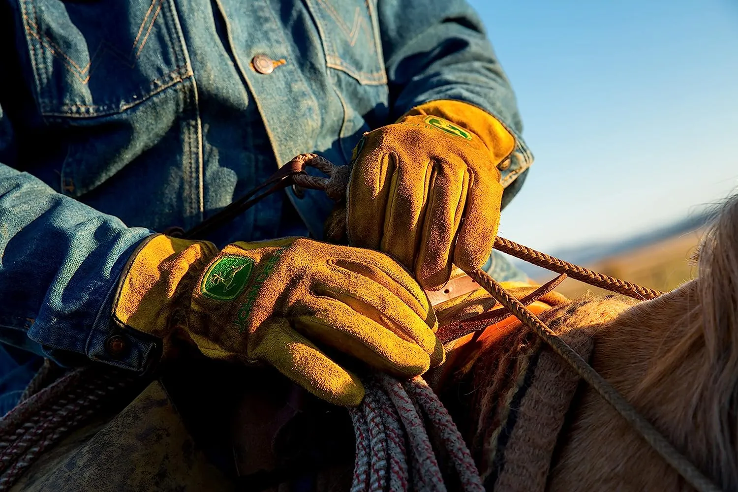 John Deere Split Cowhide Riggers Work Gloves