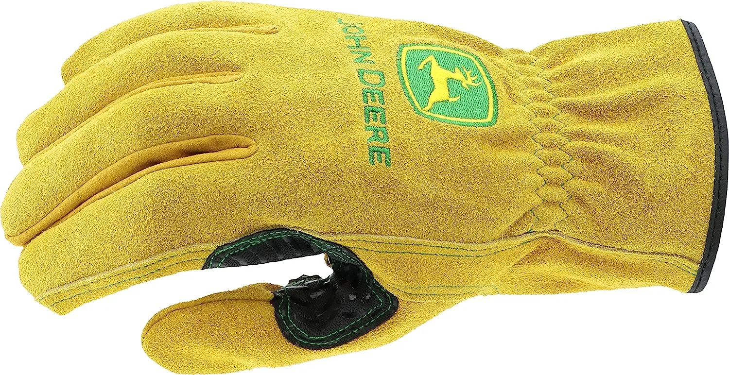 John Deere Split Cowhide Riggers Work Gloves