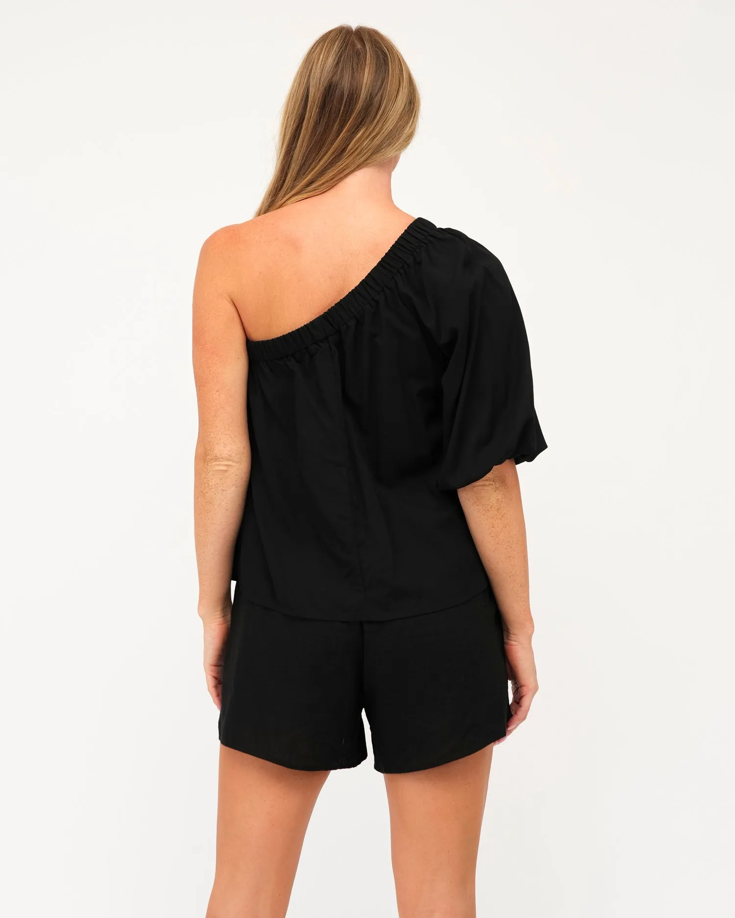 Label of Love - Molly one shoulder top - Black