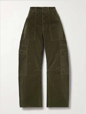 Marcelle cotton-blend corduroy wide-leg cargo pants