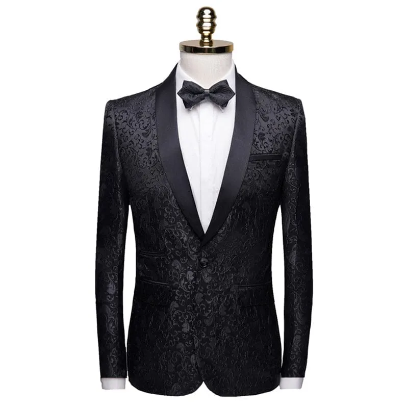 Men Shawl Lapel Single Button Blazer