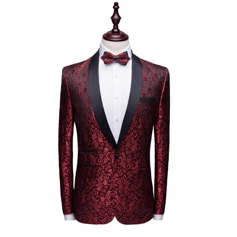 Men Shawl Lapel Single Button Blazer