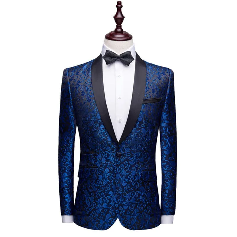 Men Shawl Lapel Single Button Blazer