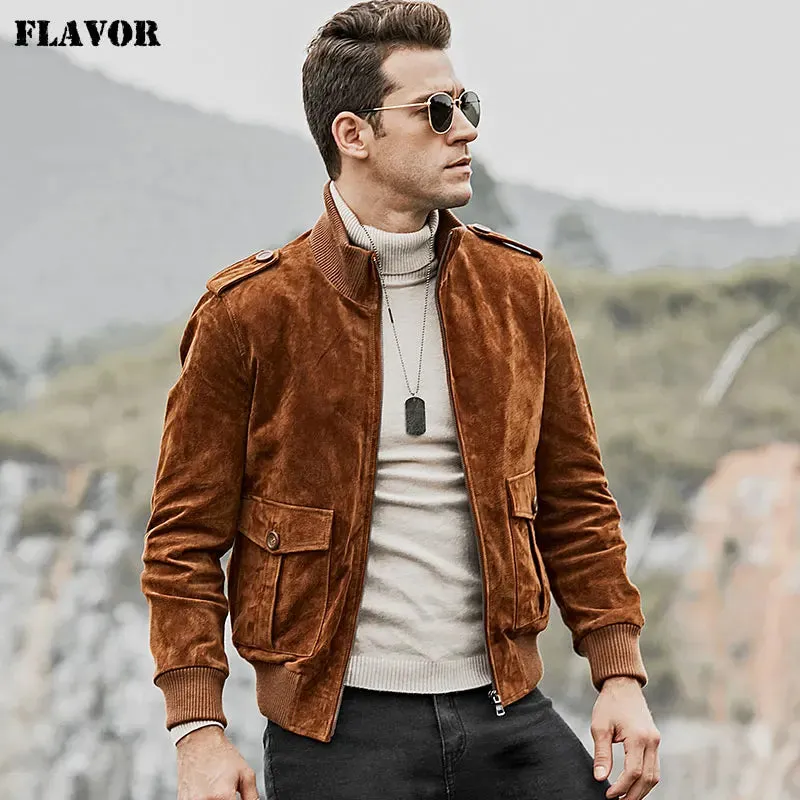 Men's Genuine Pigskin Leather Motorcycle Jacket