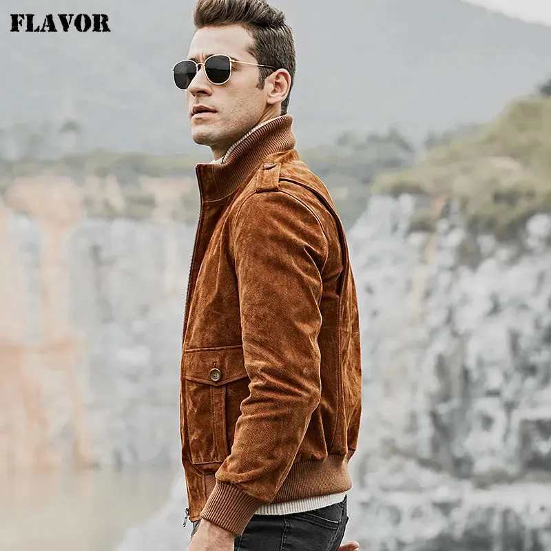 Men's Genuine Pigskin Leather Motorcycle Jacket