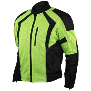 Mens Hi-Vis Mesh Motorcycle Jacket with CE Armor