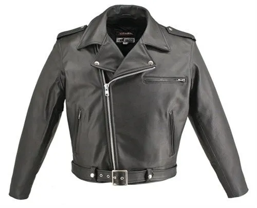 Men's Made in USA Front Quarter Horsehide Motorcycle Jacket with Leather Lined Gun Pockets