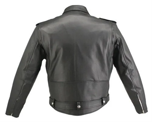 Men's Made in USA Front Quarter Horsehide Motorcycle Jacket with Leather Lined Gun Pockets