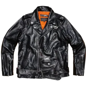 Men's Motorcycle Leather Jacket - Horsehide Slim Fit Racer Style