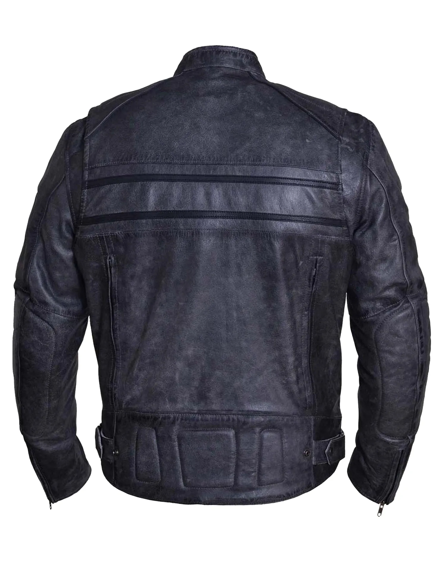 Men's Tombsotne Grey Striped Motorcycle Jacket