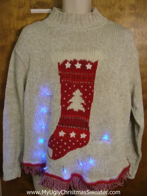 Nordic Stocking Light Up Ugly Xmas Sweater