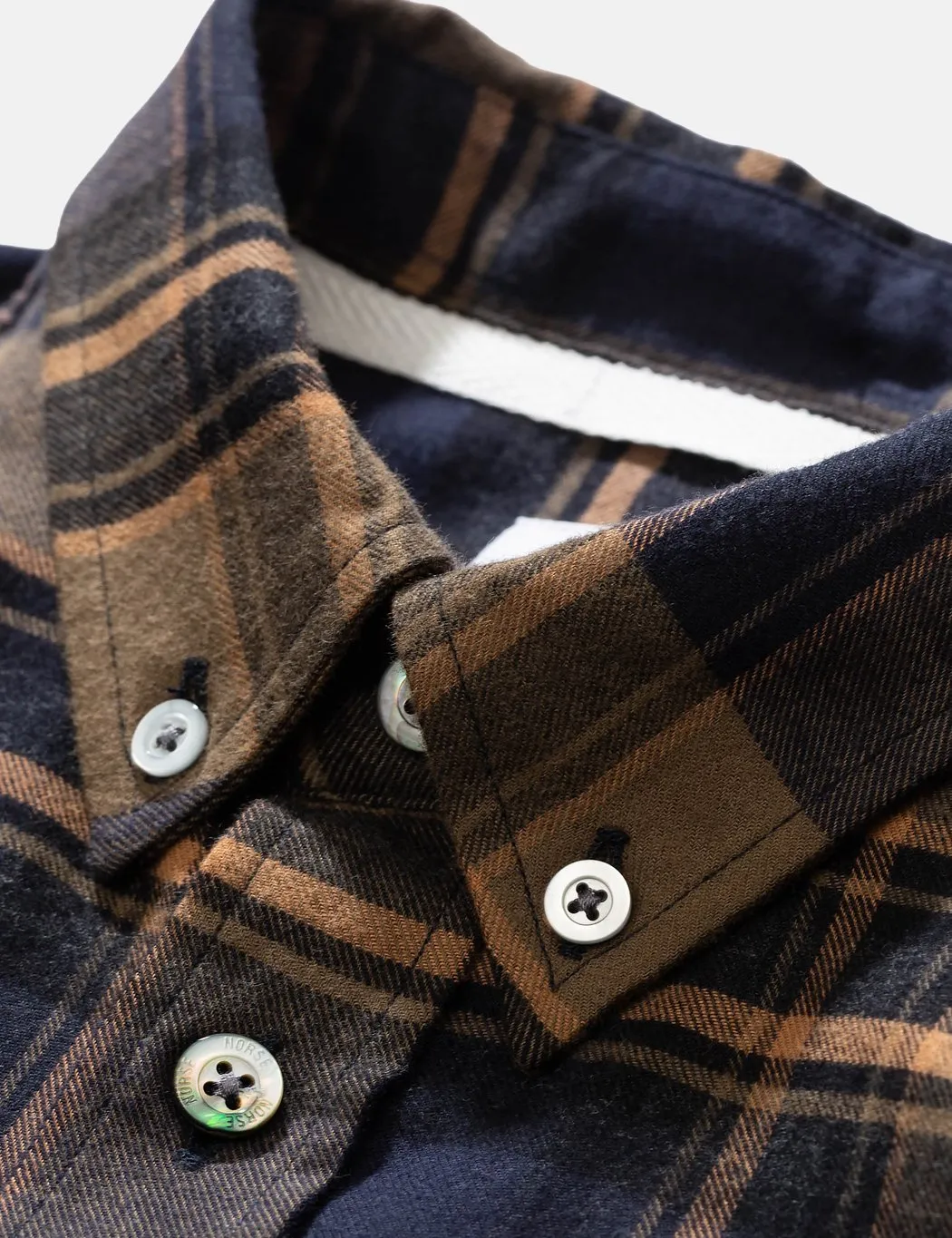 Norse Projects Anton Brushed Flannel Shirt (Check) - Ivy Green