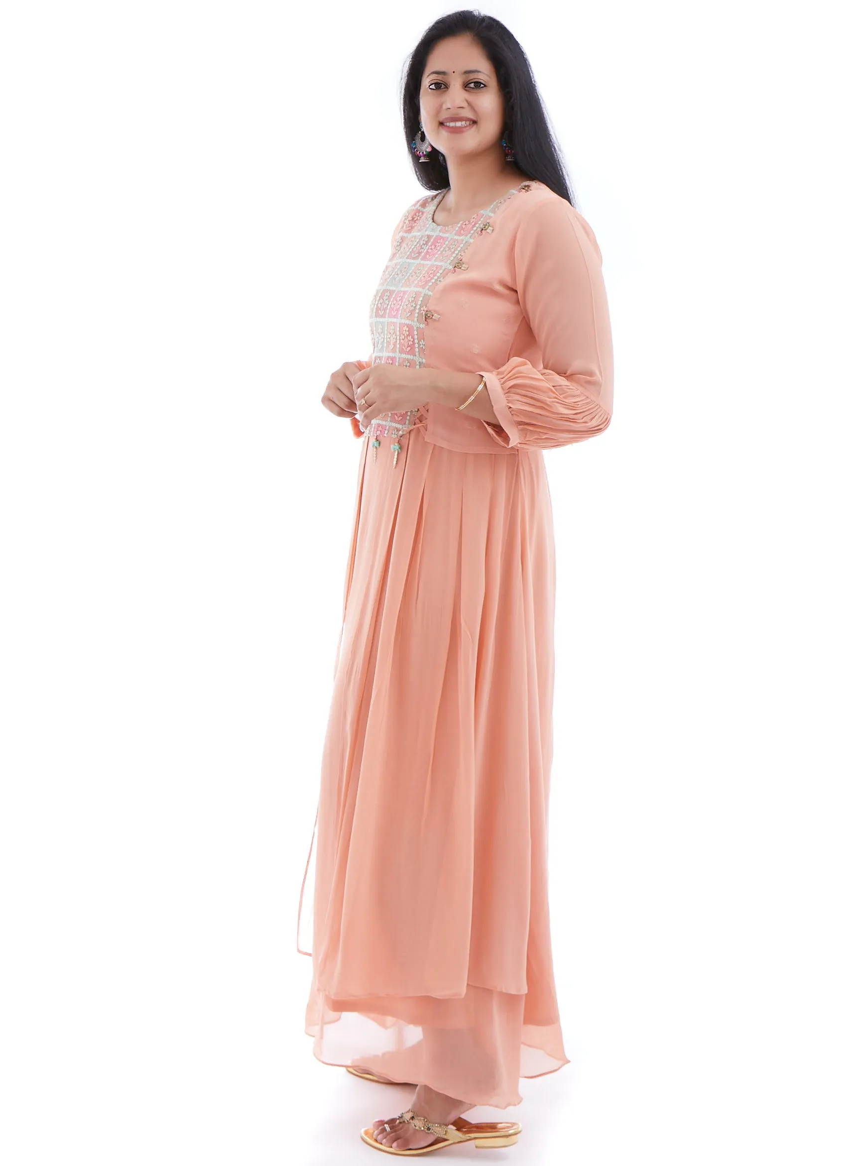 Peach A-Line Kurti