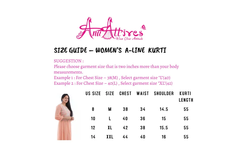 Peach A-Line Kurti