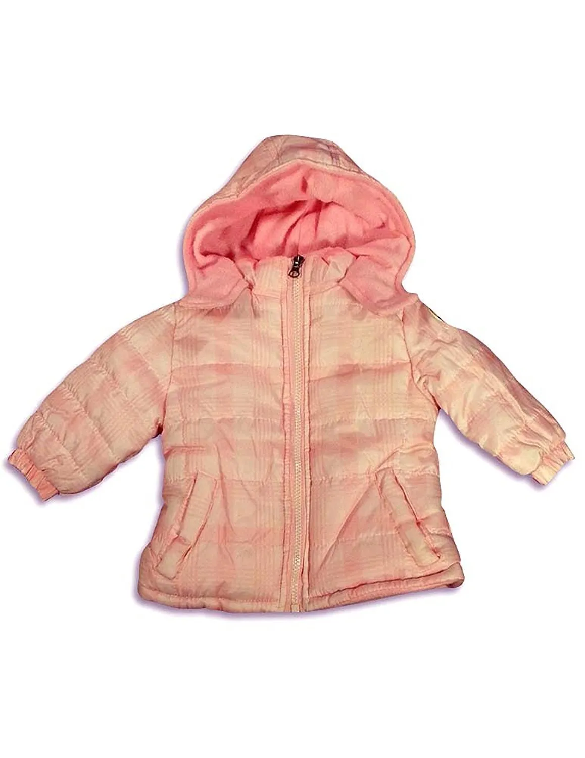 Pink Platinum - Baby Girls Plaid Hooded Parka Jacket